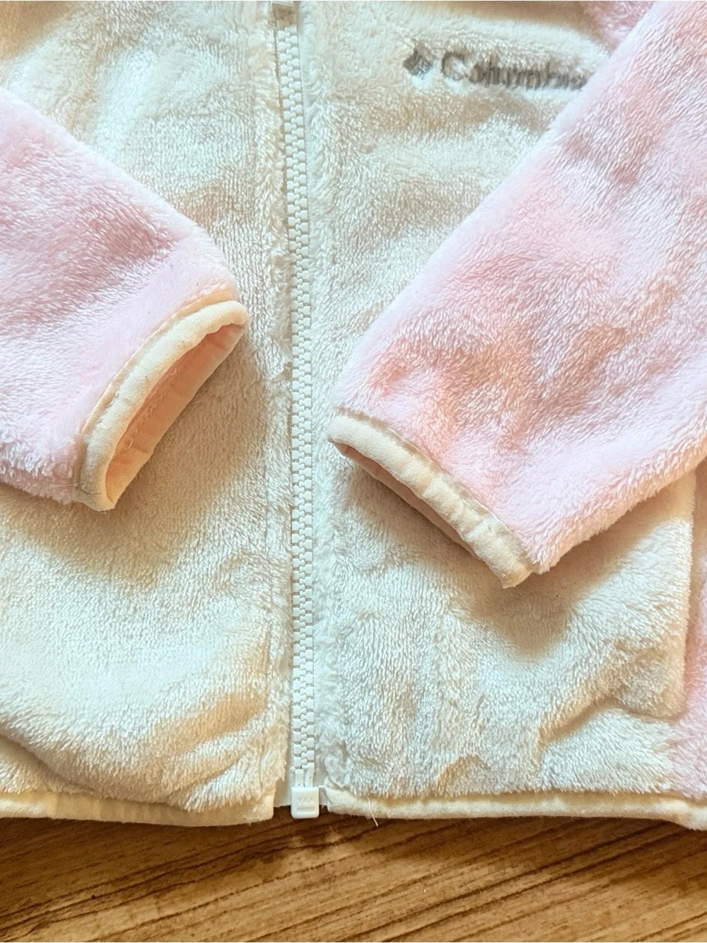 Columbia Kids Pink and Cream Plush Hooded Puffer Jacket